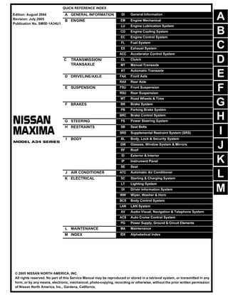 2005 nissan maxima owners manual