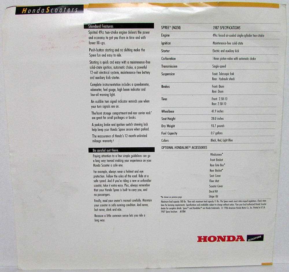 honda spree owners manual