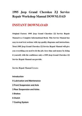 1995 jeep grand cherokee owners manual