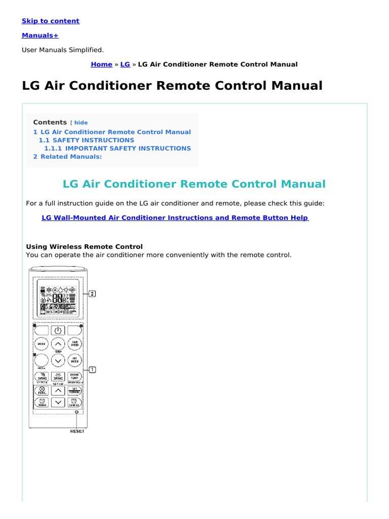 lg air conditioner owners manual