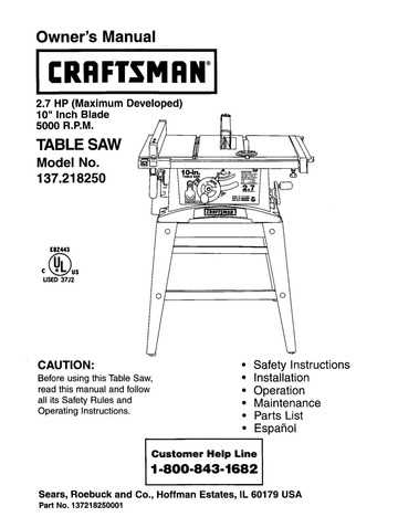 craftsman m250 owners manual