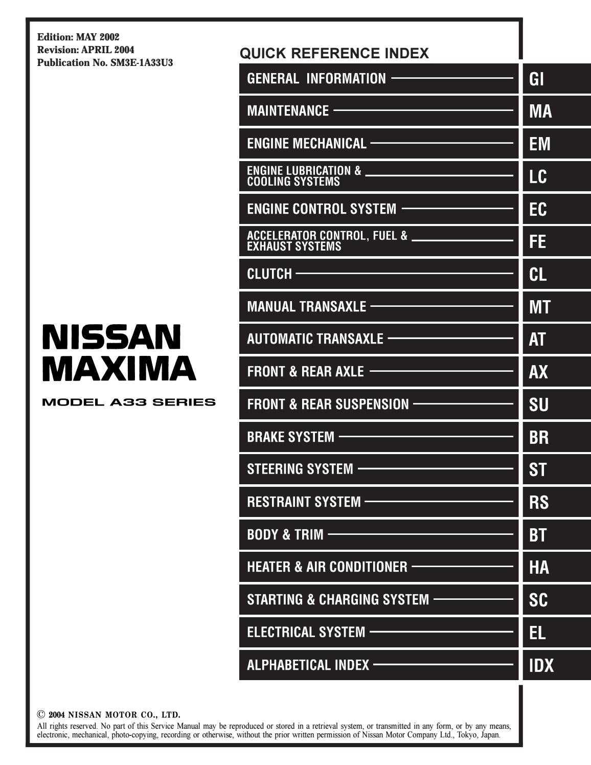 2003 nissan maxima owners manual