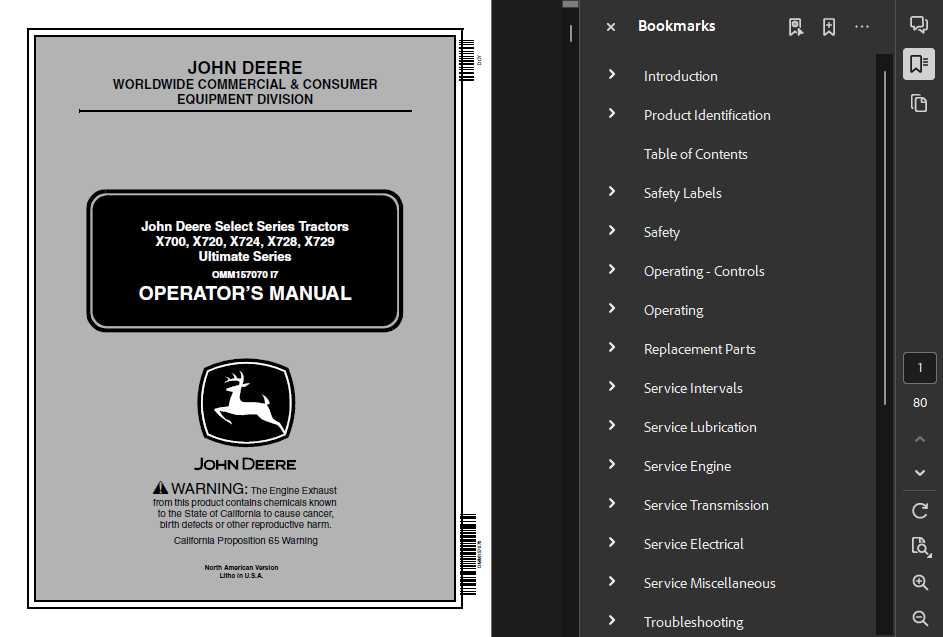 john deere x728 owners manual