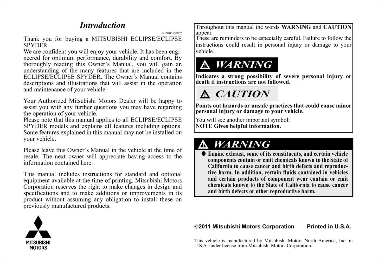 2007 mitsubishi eclipse spyder owners manual