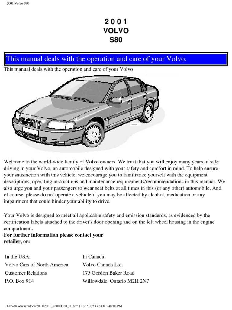 2001 volvo s60 owners manual
