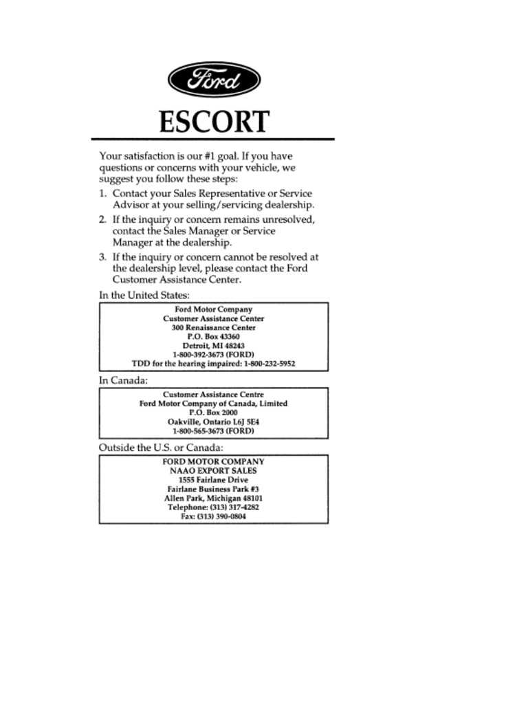 1999 ford escort owners manual