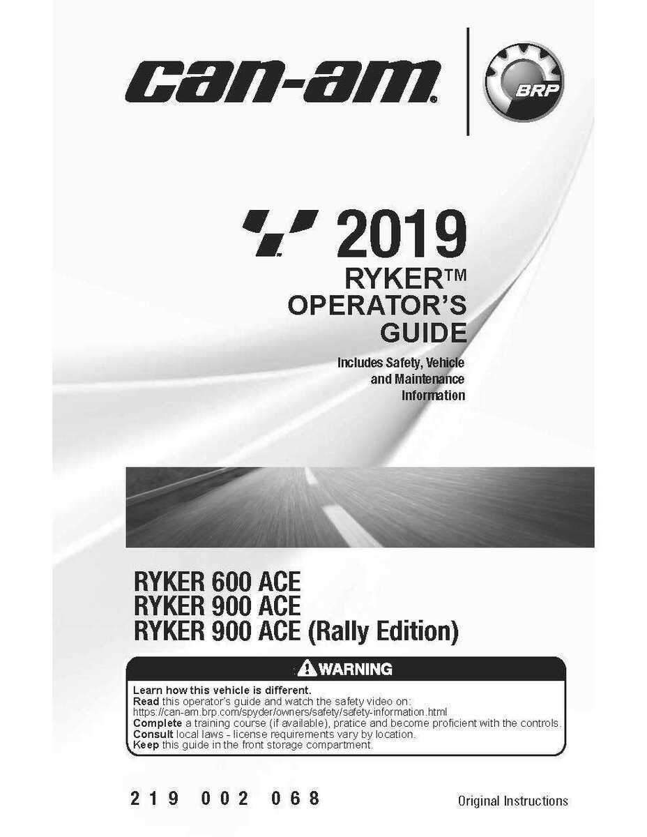 2019 can am ryker owners manual