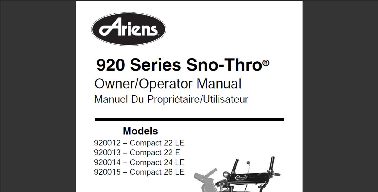 ariens compact 24 owners manual