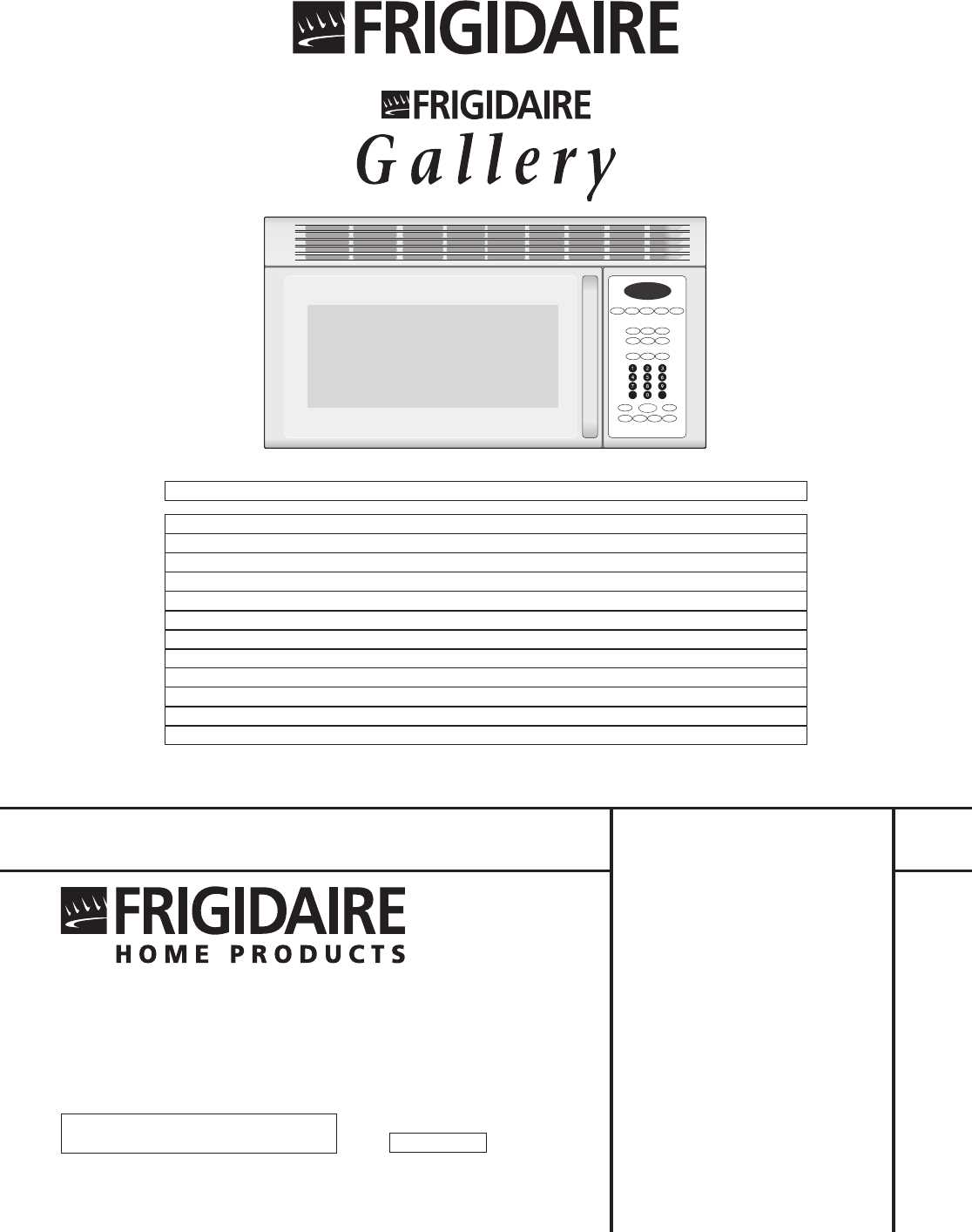 frigidaire microwave owners manual