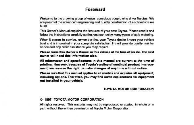 1997 toyota corolla owners manual