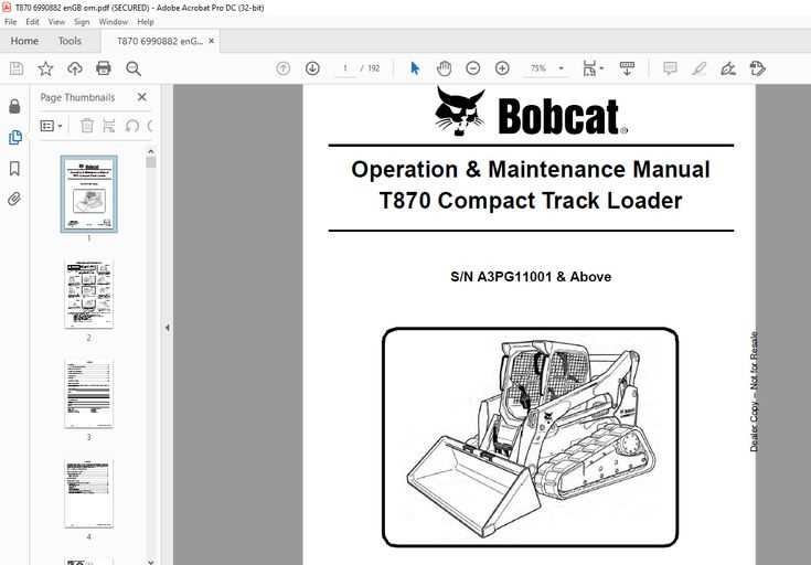 bobcat t870 owners manual