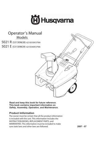 husqvarna snow blower owners manual