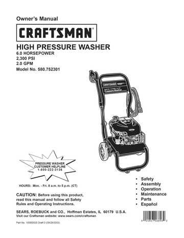 craftsman r1000 owners manual