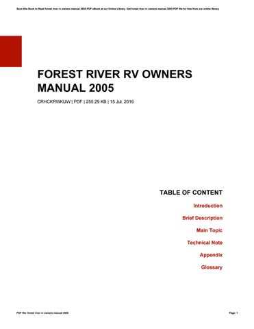 2016 forest river owners manual