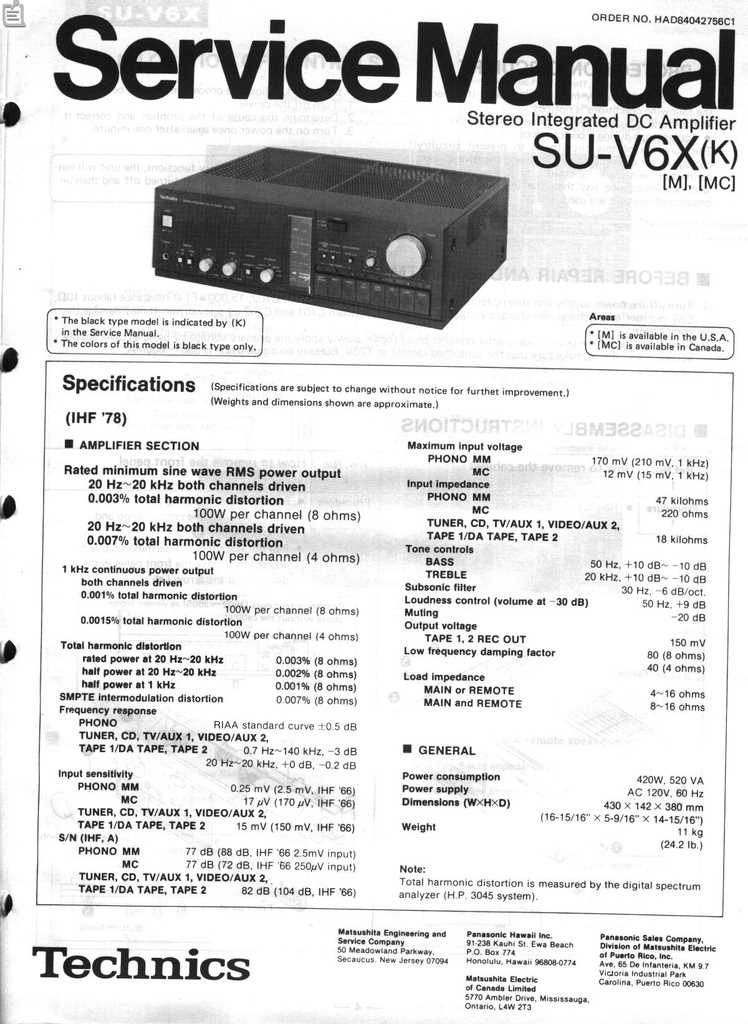 technics su v98 owners manual