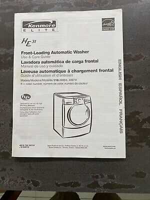 kenmore front load washer owners manual