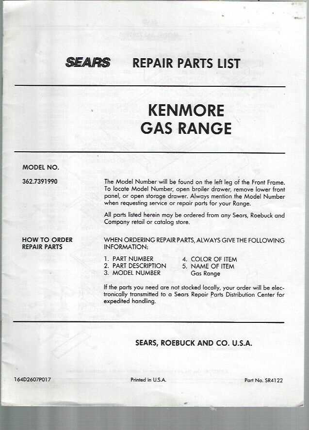 kenmore gas range owners manual