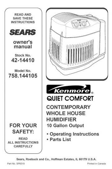 kenmore humidifier owners manual