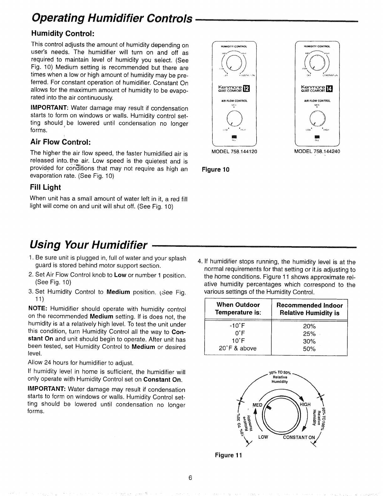 kenmore humidifier owners manual