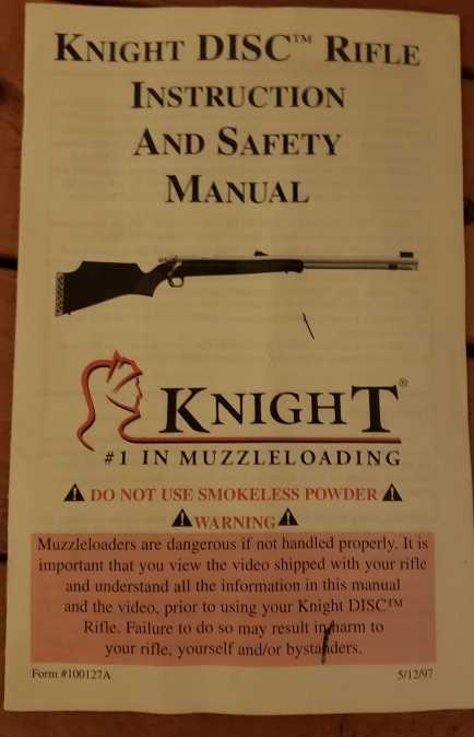 knight disc muzzleloader owners manual