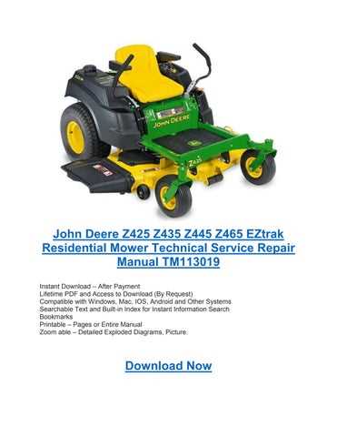 john deere eztrak z425 owners manual