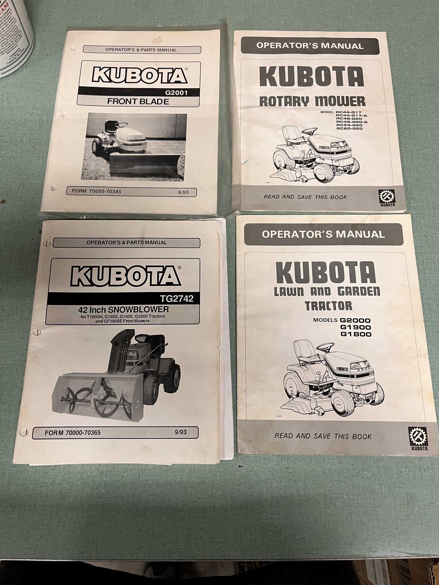 kubota g1800 owners manual