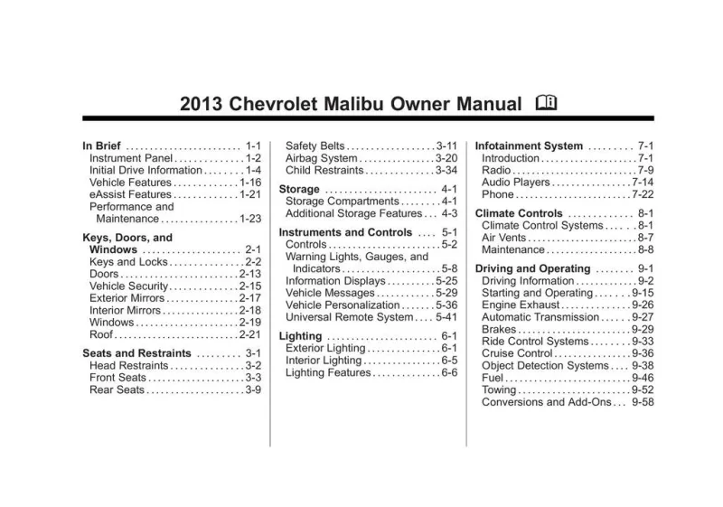 2013 chevy malibu ltz owners manual