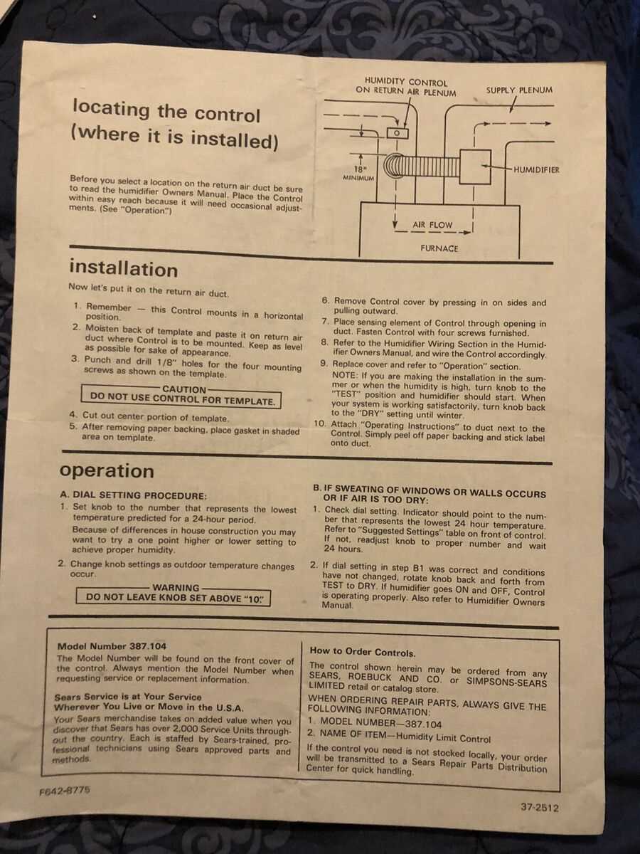 kenmore humidifier owners manual