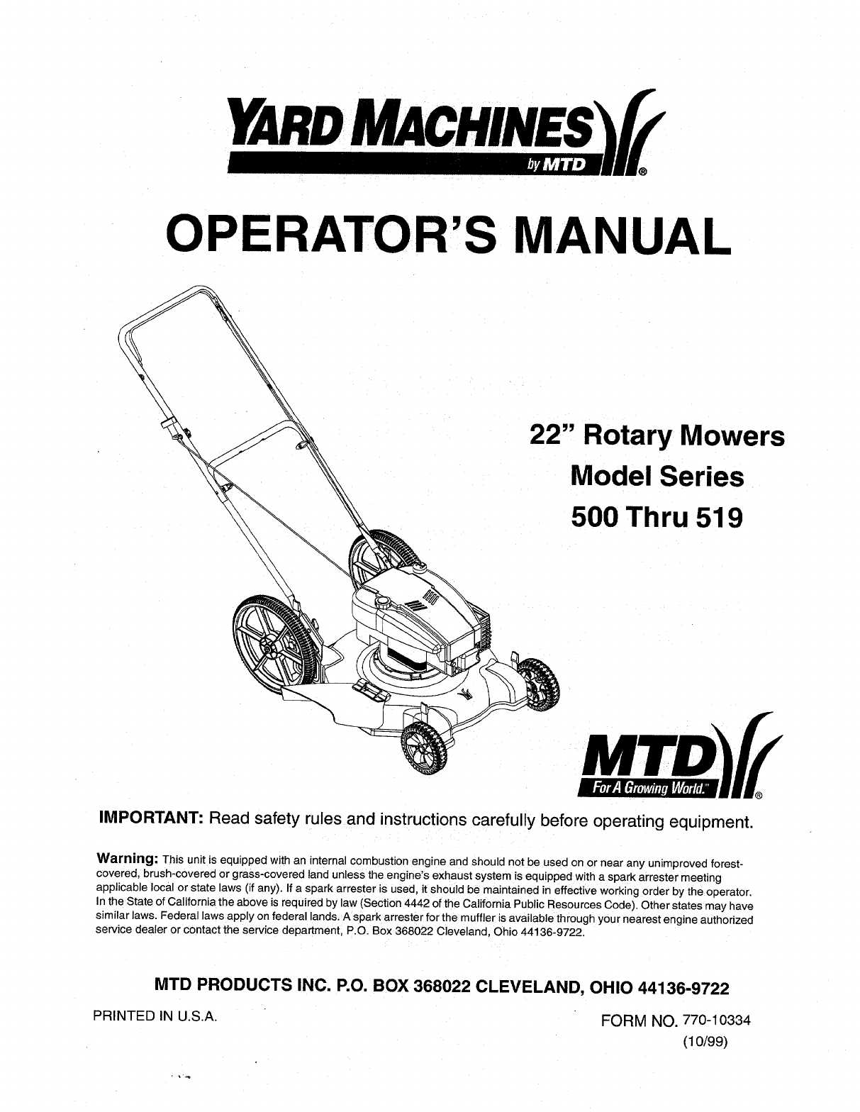 owners manual for briggs and stratton lawn mower