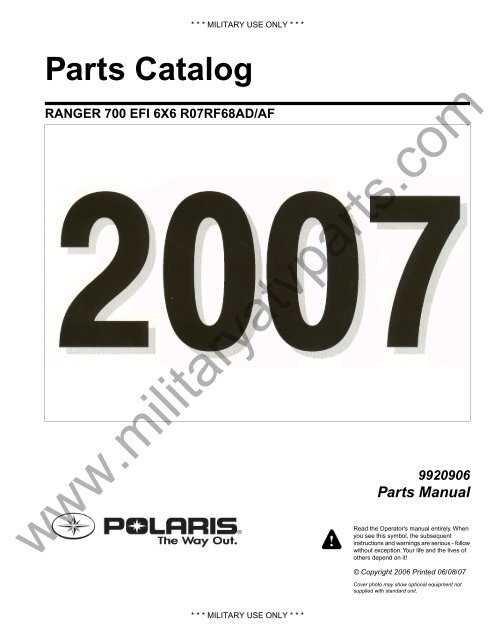 2007 polaris ranger 700 xp owners manual