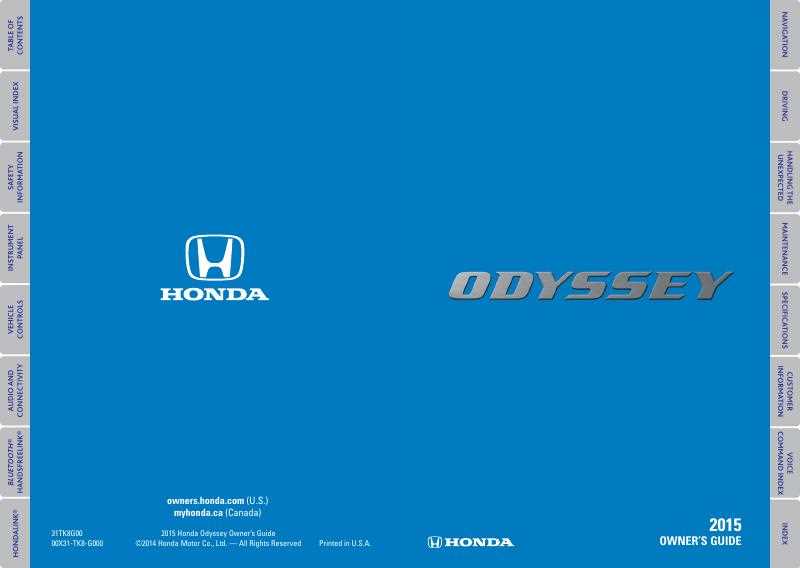 2015 honda odyssey owners manual