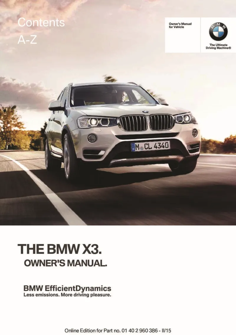 2016 bmw x3 xdrive28i owners manual