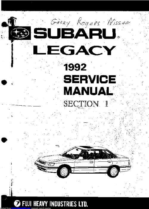 1997 subaru legacy owners manual