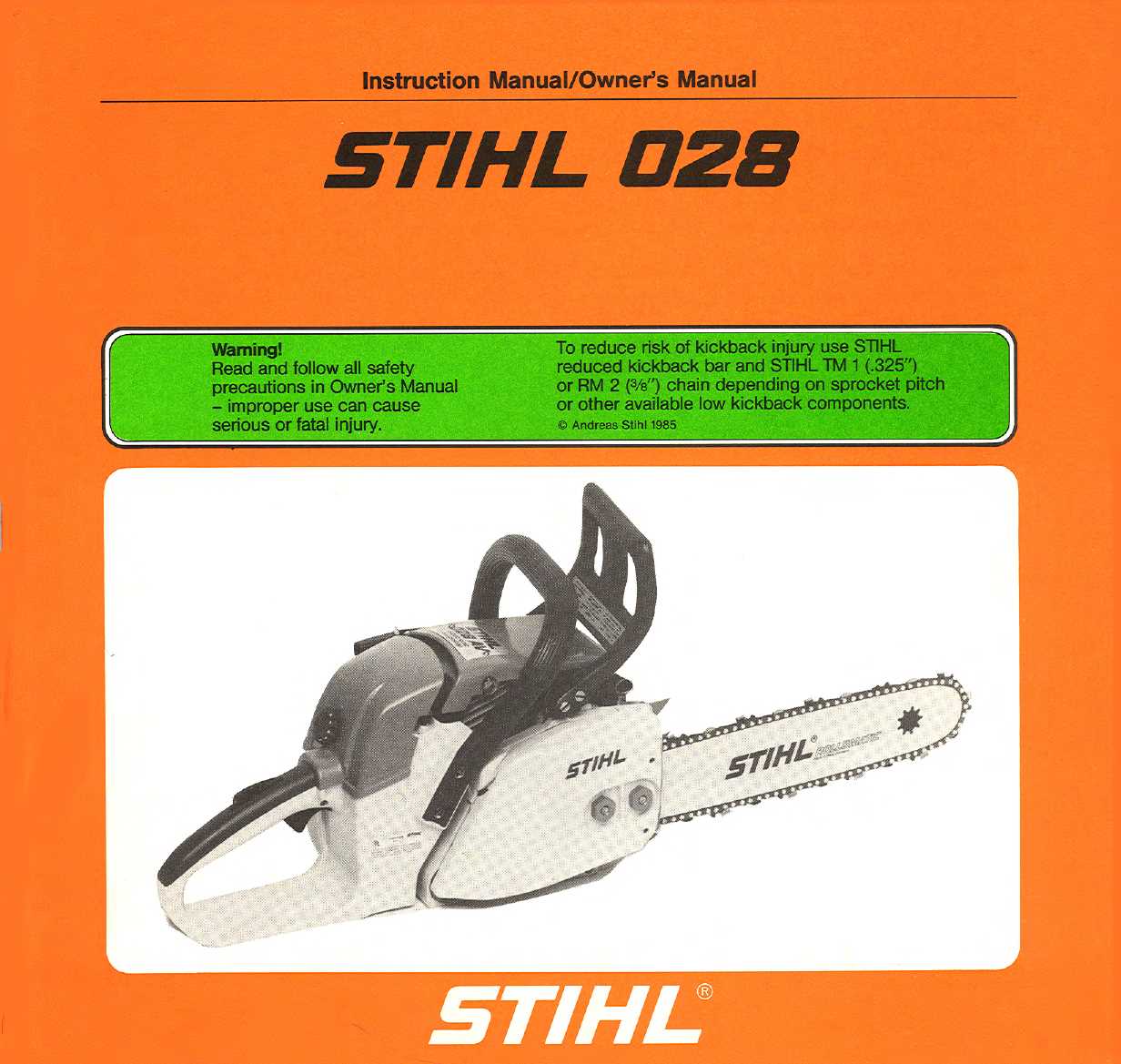 stihl 028 owners manual