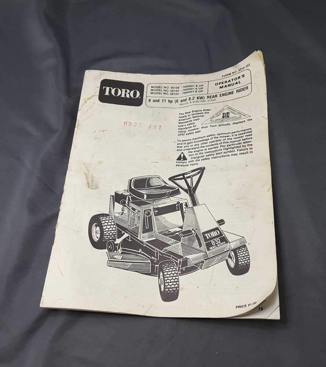 toro sr4 owners manual