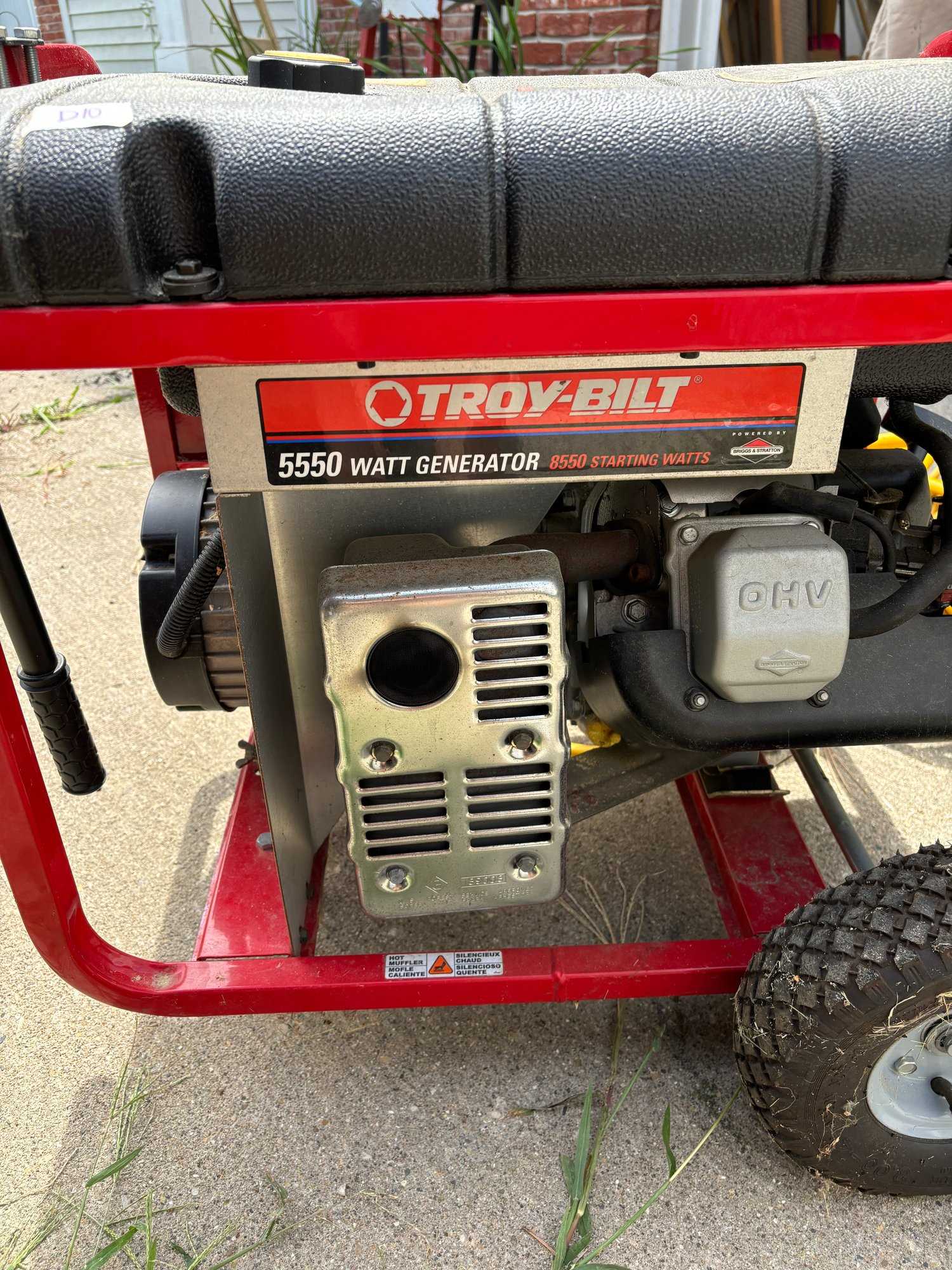 troy bilt 5550 watt generator owners manual