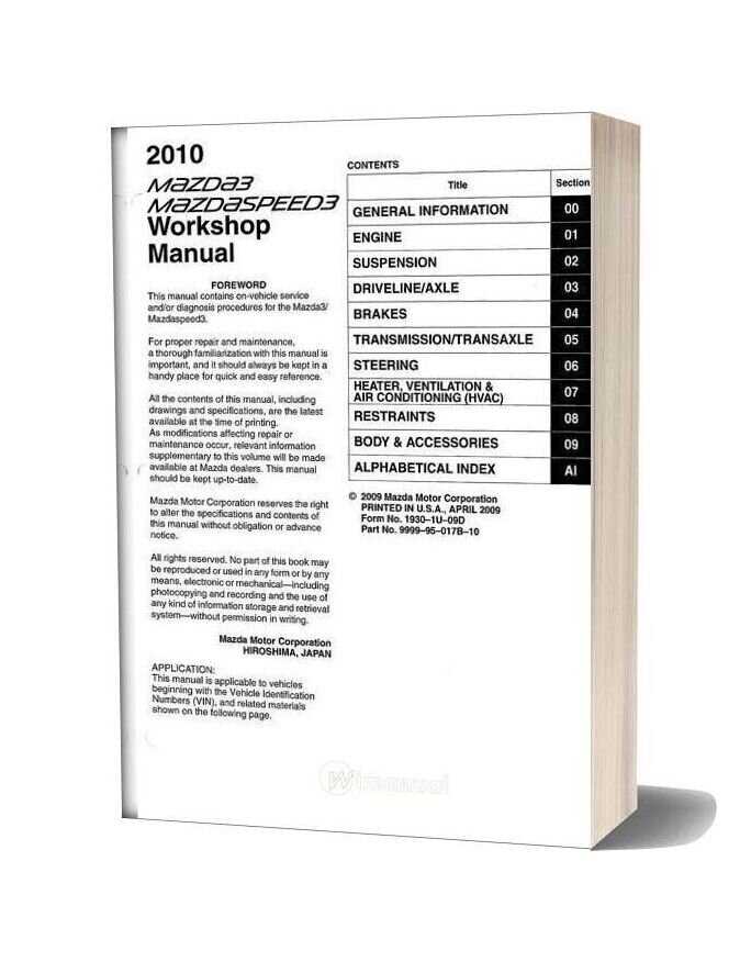 2008 mazdaspeed 3 owners manual