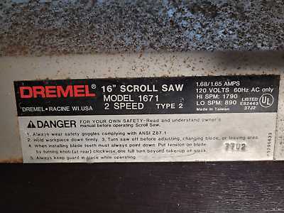 dremel scroll saw 1671 owners manual