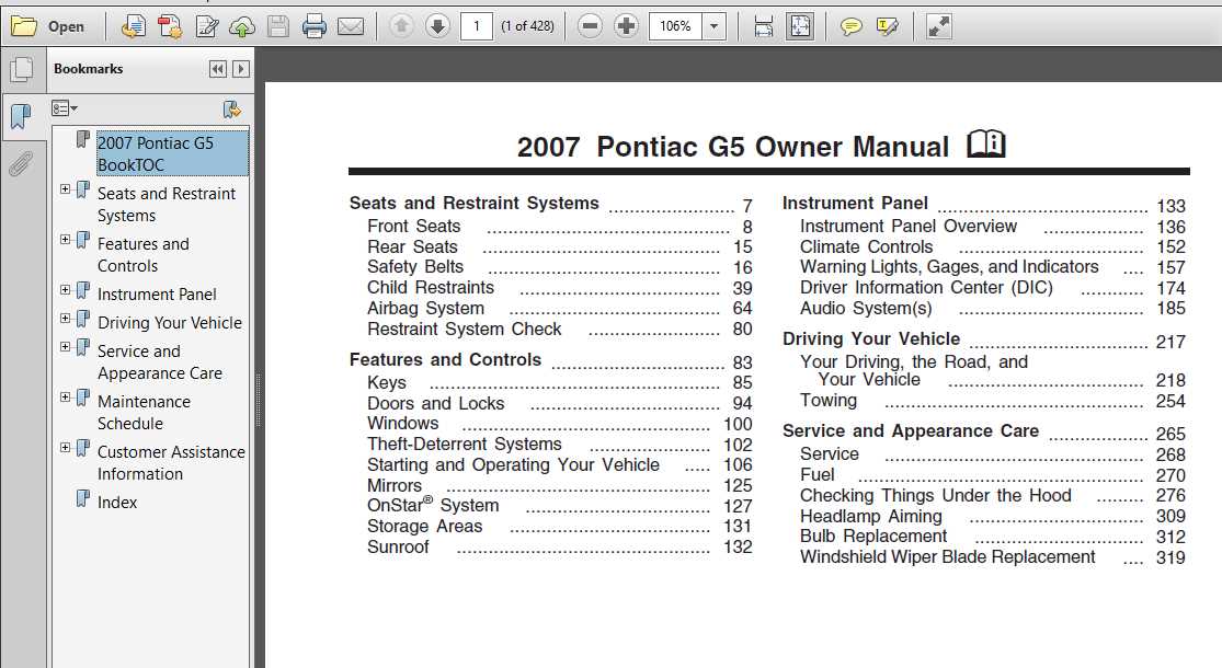 pontiac g5 2007 owners manual