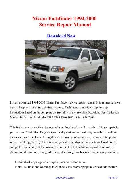 1999 nissan pathfinder owners manual