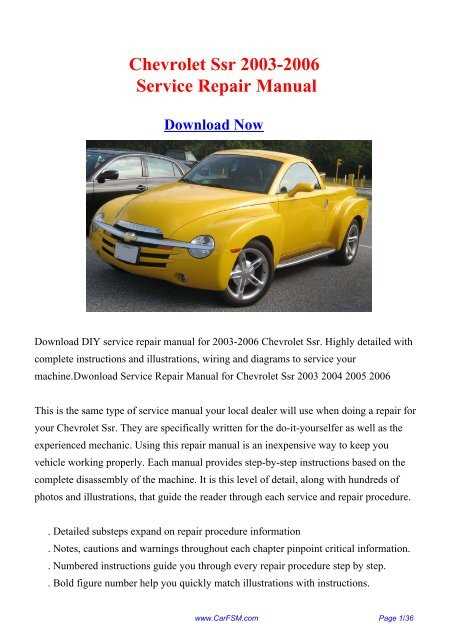 chevy ssr owners manual