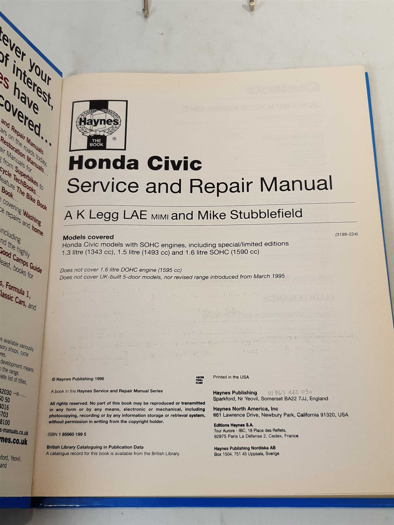 1996 honda civic owners manual