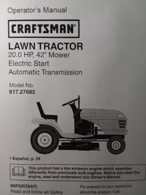 craftsman riding mower owners manual