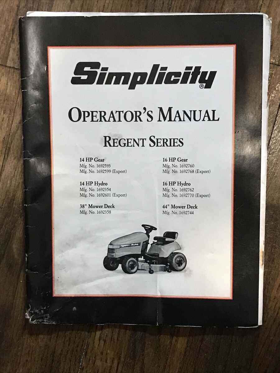 simplicity regent owners manual