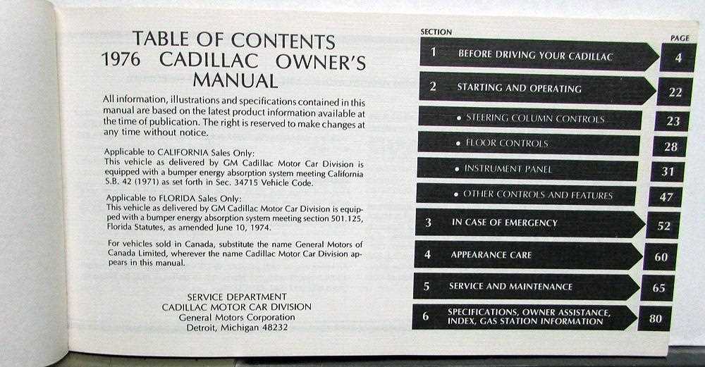 1976 cadillac eldorado owners manual