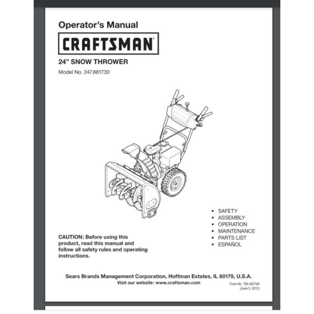 sears craftsman snowblower owners manual