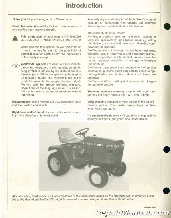 john deere 332 owners manual