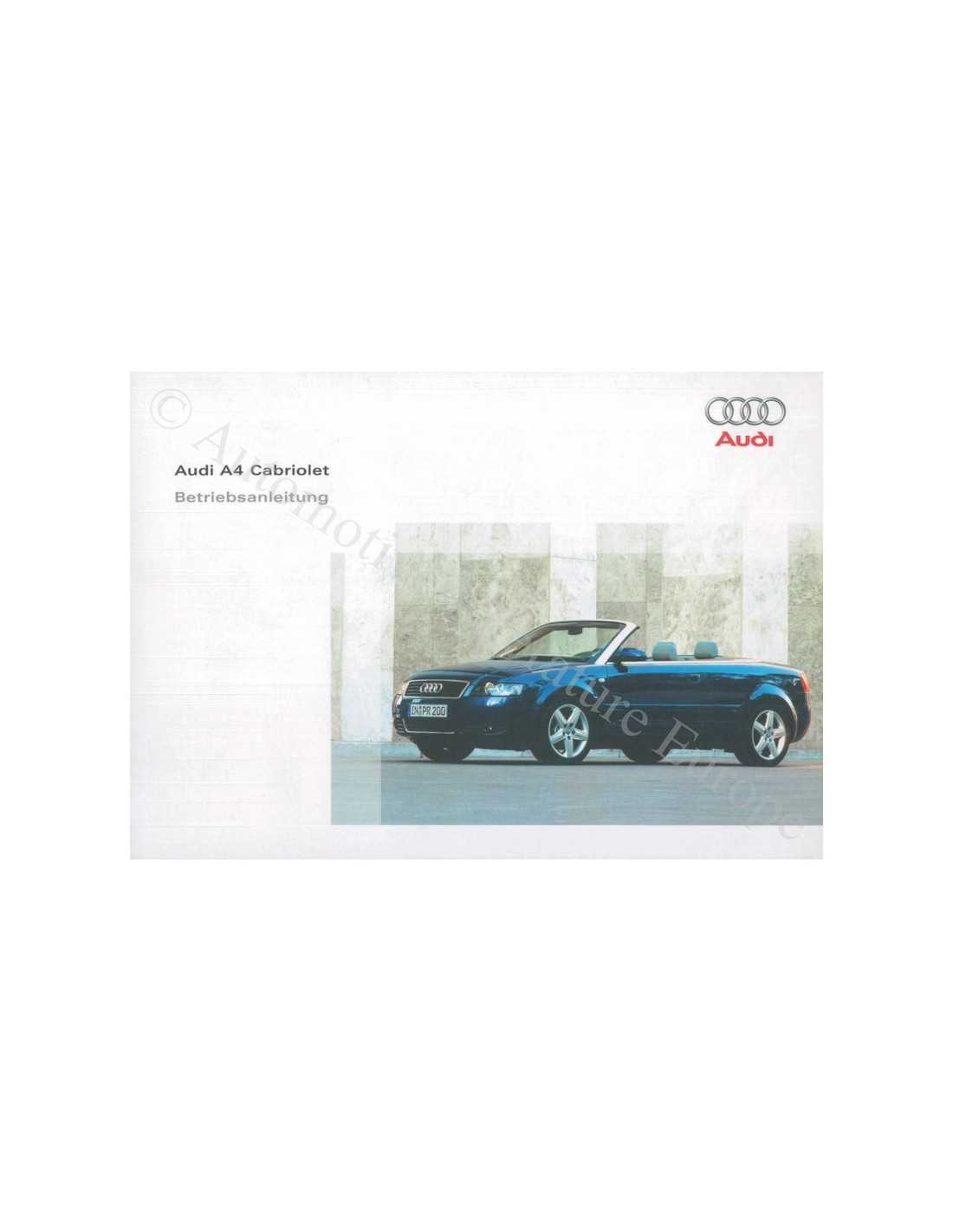 audi a4 b6 owners manual