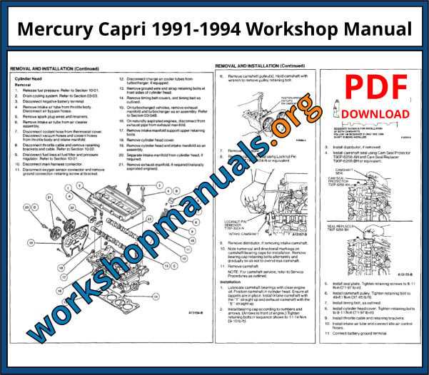 1991 mercury capri owners manual