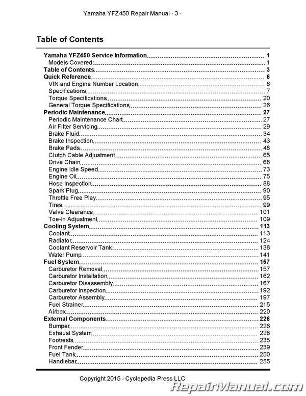 2006 yamaha yfz 450 owners manual